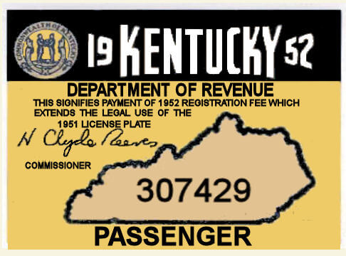 (image for) 1952 Kentucky Registration Sticker